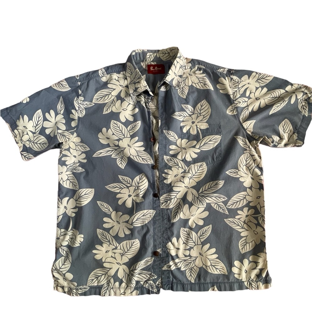 Vintage Floral blue and white Hawaiian button up